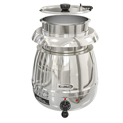  Commercial Soup Kettle Warmer With Hinged Lid And Removable Stainless-Steel Pot Insert For Buffet, Restaurant, Party, Event, And Catering, Large 2.4 Gallon, Electric [Silver] (SK-SS-3G)
