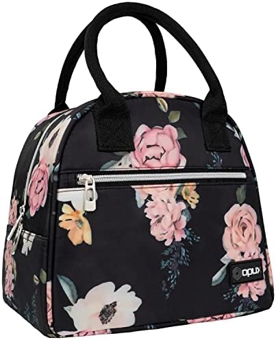  PUX Insulated Lunch Box Women, Lunch Bag Tote Girls Kids Teen Adult, Cute Soft Lunch Cooler Container Work School, Reusable Thermal Food Meal Prep Organizer Lunch Pail Travel Beach, Floral Purple