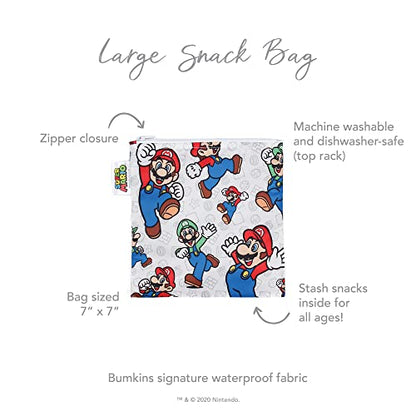  Sandwich Bag / Snack Bag, Reusable Fabric, Washable, Food Safe, BPA Free, 7x7 â€“ Nintendo Mario/Luigi, Pack Of 1