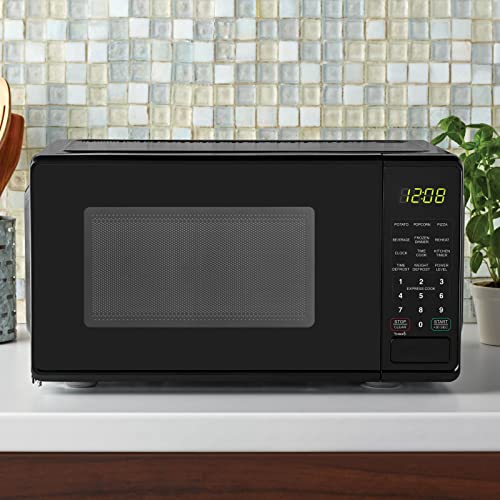  Mainstays 0.7 Cu Ft Compact Countertop Microwave Oven, Black (Black)