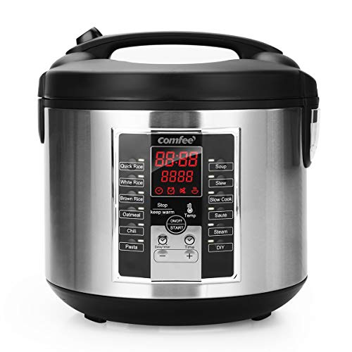  Rice Cooker 10 Cup Uncooked , Rice Maker, Steamer, Stewpot, Saute All In One (12 Digital Cooking Programs) Multi Cooker (5.2Qt ) Large Capacity, 24 Hours Preset, Olla Arrocera Electrica