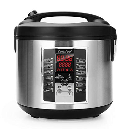  Rice Cooker 10 Cup Uncooked , Rice Maker, Steamer, Stewpot, Saute All In One (12 Digital Cooking Programs) Multi Cooker (5.2Qt ) Large Capacity, 24 Hours Preset, Olla Arrocera Electrica