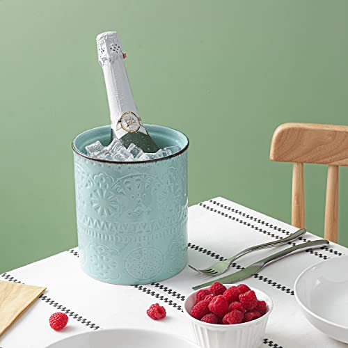  LIFVER Kitchen Utensil Holder, 7.2″ Large Cooking Utensil Holder For Kitchen Counter, Utensil Crock, Ceramic Kitchen Utensil Holder For Countertop, Farmhouse Kitchen Decor, Table - Protection Cork Mat