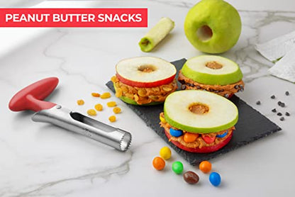  Premium Apple Corer - Easy To Use Durable Apple Corer Remover For Pears, Bell Peppers, Fuji, Honeycrisp, Gala And Pink Lady Apples - Stainless Steel Best Kitchen Gadgets Cupcake Corer - Red