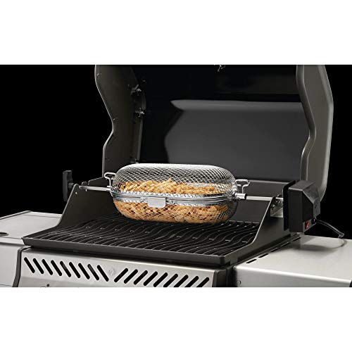  Napoleon 64000 Rotisserie Basket Grill Accessory, Stainless Steel & Barbecue Grill Accessory 62059 - Bristle-Free Triple-Row Grill Brush With Rolled Stainless Steel - BBQ Grill Maintenance Accessory