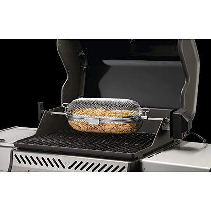  Napoleon 64000 Rotisserie Basket Grill Accessory, Stainless Steel & Barbecue Grill Accessory 62059 - Bristle-Free Triple-Row Grill Brush With Rolled Stainless Steel - BBQ Grill Maintenance Accessory