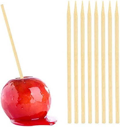  Wooden Candy Apple Skewer Sticks, 6mm 5.25inch Natural Bamboo Skewers BBQ Caramel Apple Sticks Cotton Candy Stick Rock Candy Stick Skewer Semi Pointed Lollipop Sticks Barbecue Corn Dog