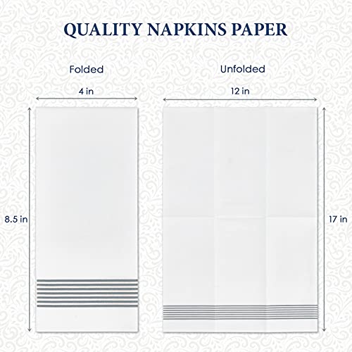  200 Packs Linen-like Guest Towels Disposable, Disposable Dinner Napkins Paper For Kitchen, Disposable Hand Towels For The Bathroom, Wedding Napkins, Party Napkins. (Striped Silver)