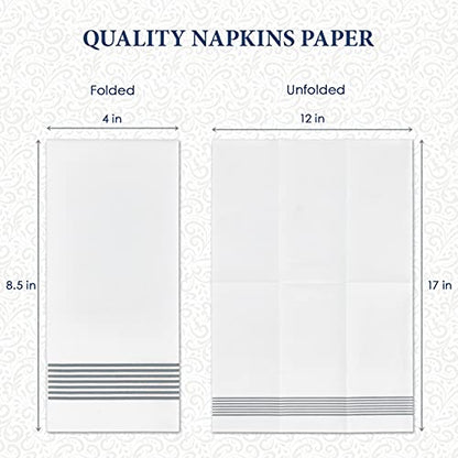  200 Packs Linen-like Guest Towels Disposable, Disposable Dinner Napkins Paper For Kitchen, Disposable Hand Towels For The Bathroom, Wedding Napkins, Party Napkins. (Striped Silver)