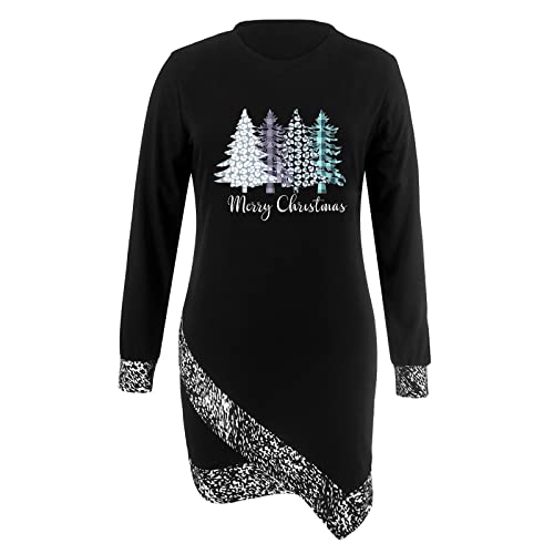  Womens Causal Loose Crewneck Fall Loose Tops Christmas Print Long Sleeve Plus Size Sweatshirts Pullover Top Streetwear