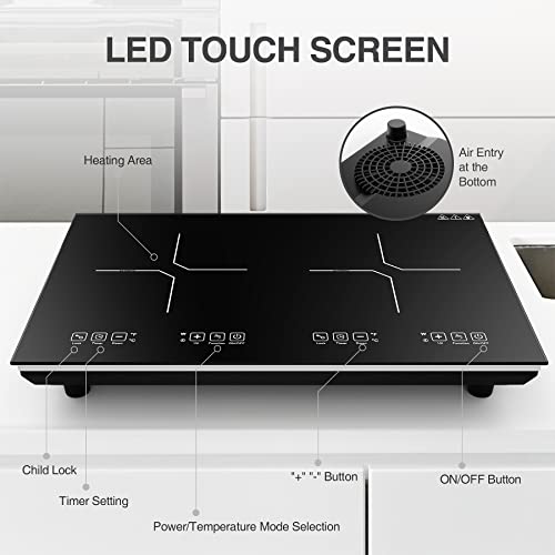  VBGK Induction Cooktop, Electric Stove Burner,Built-in And Countertop Electric Stove Top, LED Touch Screen,9 Heating Level, Timer & Kid Safety Lock, Touch Control