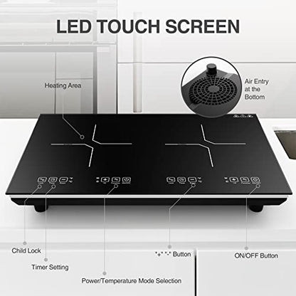  VBGK Induction Cooktop, Electric Stove Burner,Built-in And Countertop Electric Stove Top, LED Touch Screen,9 Heating Level, Timer & Kid Safety Lock, Touch Control