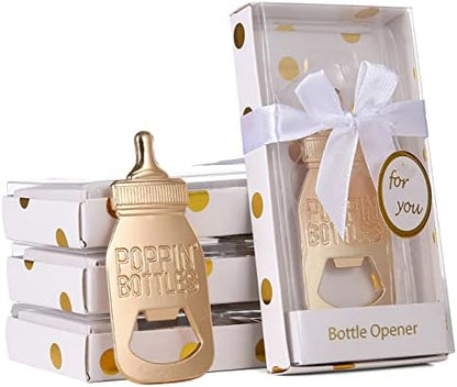  24 Pack Bottle Openers For Baby Shower Favors Gifts, Bridal Baby Shower Decorations Souvenirs, Poppin Bottle Openers With Exquisite Gifts Box Used For Baby Shower Party Favor(New White)