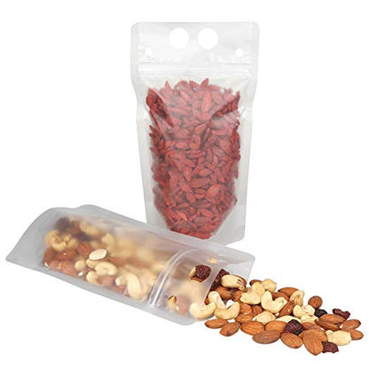  100 Pcs Drink Pouches With Straws, Freezable Drink Bags Juice Pouches, Reclosable Zipper Plastic Clear Reusable Drink Container Sets With Straw For Adults Cold & Hot Drinks