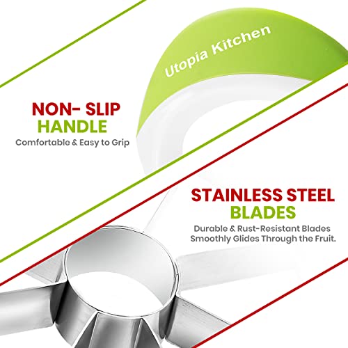  - Apple Corer And Slicer- Fruit Cutter - Apple Divider - Wedger - Stainless Steel Slicer For Fruits - Vegetables- Ergonomic Handle- Easy Grip- 8 Sharp Blade & Slices (Green)