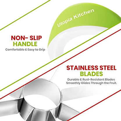  - Apple Corer And Slicer- Fruit Cutter - Apple Divider - Wedger - Stainless Steel Slicer For Fruits - Vegetables- Ergonomic Handle- Easy Grip- 8 Sharp Blade & Slices (Green)