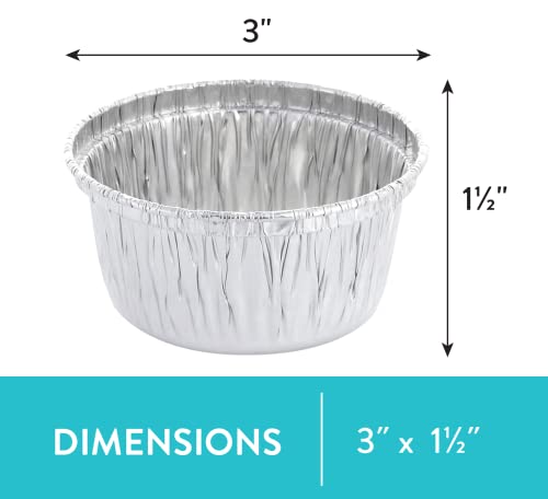  Ramekins [100 Pack - 4 Oz.] - Disposable Aluminum Foil Ramekins, Standard Size, Perfect For Souffle & Creme Brulee