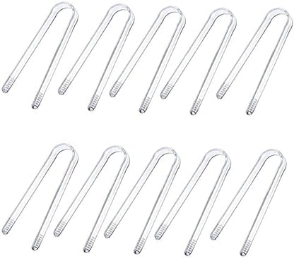  6 Packs Of Plastic Buffet Serving Tongs,6.3 Inch Mini Clear Tongs For Appetizers,Serving Food,Ice Cube,Tea,Coffee Party And Jars.