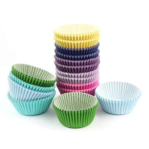 Mini Cupcake Liners Muffin Wrappers Rainbow Bright Baking Cups Paper, 400 Pack