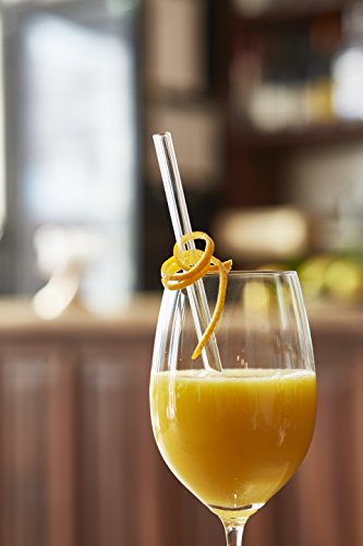 Alm Glass Straws - 6x Reusable 8 Inch Drinking Straws Clear + Plastic-Free Cleaning Brush - Made In Germany - Dishwasher Safe - Straight - Perfect For Smoothies, Cocktails
