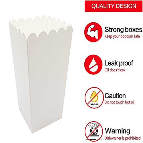  24 Pack White Popcorn Boxes For Party (2.2 X 4.2 X 3 In)