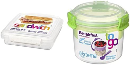 Sistema KLIP IT Accents Collection Sandwich Box Food Storage Container, 15.2 Oz./0.5 L, Color Received May Vary