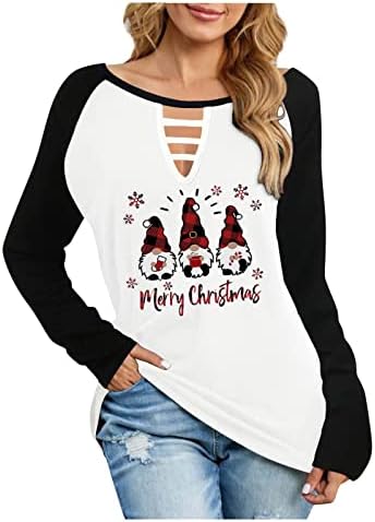  Womens Causal Loose Crewneck Fall Plus Size Christmas Print Long Sleeve Fashion Sweatshirts Pullover Top Fall Clothes