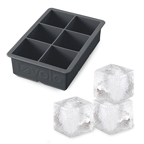  King Cube Ice Tray (Charcoal) - Reusable & Large Silicone Molds For Whiskey, Cocktails, Coffee, Bartender Accessories, & Smoothies / BPA-Free & Dishwasher-Safe