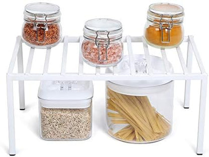  Smart Design Premium Cabinet Storage Shelf Rack - Large - 8.5 X 16 Inch - Steel Metal - Rust Resistant - Cupboard, Plate, Dish, Cup, Bathroom Counter And Pantry Organization Riser - Kitchen - Bronze