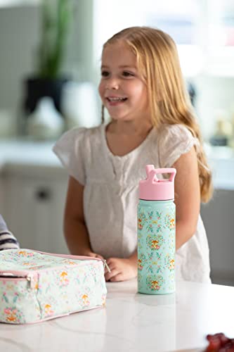  Kids Water Bottle With Straw Lid | Insulated Stainless Steel Reusable Tumbler For Toddlers, Girls, Boys | Summit Collection | 18oz, Pink Ocean Geode