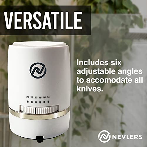  Adjustable Angle Manual Kitchen Knife Sharpener With Suction Base - These Sharpeners Prep, Repair, Sharpen, & Polish Most Knives In One Easy Step - Mini Brush For Quick & Easy Clean Up - White