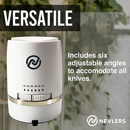  Adjustable Angle Manual Kitchen Knife Sharpener With Suction Base - These Sharpeners Prep, Repair, Sharpen, & Polish Most Knives In One Easy Step - Mini Brush For Quick & Easy Clean Up - White
