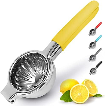  Lemon Squeezer Stainless Steel With Premium Heavy Duty Solid Metal Squeezer Bowl And Food Grade Silicone Handles - Large Manual Citrus Press Juicer And Lime Squeezer Stainless Steel