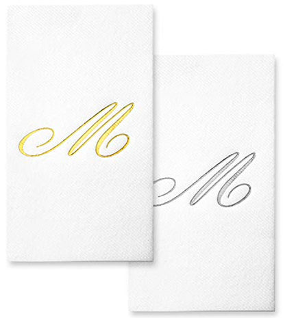  Isposable Hand Towels For Bathroom - Guest Bathroom Essentials -Bathroom Paper Towels - Monogrammed Disposable Napkins - Wedding Napkins In Paper Towel Tray (Silver, M)