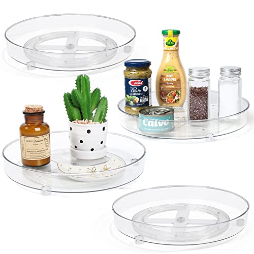  Lazy Susan Organizers, 4 Pack 10.6” Clear Lazy Susan Turntable For Kitchen, Cabinet, Fridge, Pantry, Countertop, Bathroom Storage
