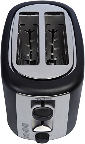  Untertop 0.9 Cubic Feet Microwave Oven, 900 Watt, Stainless Steel Front With Black Cabinet, Commercial Chef CHM009 & Amazon Basics 2 Slice, Extra-Wide Slot Toaster With 6 Shade Settings, Black