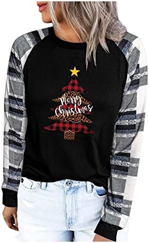  Womens Crewneck Sweatshirt Cute Plus Size Sweatshirts Long Sleeve Crew Neck Christmas Print Pullover Top Fall Clothes