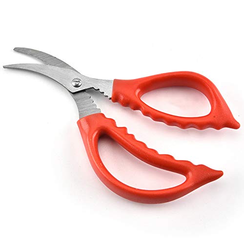  4 Pack Kitchen Seafood Scissors Fish Scissors Crab Scissors Lobster Scissors, Multifunctional Stainless Steel Seafood Scissors (2Pcs Black, 2Pcs Red)