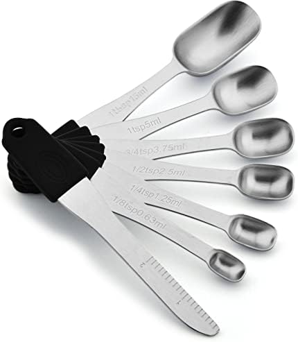  Measuring Spoons 18/8 Stainless Steel Measuring Spoons Set Of 7 Piece With 1 Leveler Dry And Liquid Ingredients (Dual Sided)