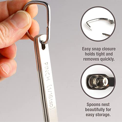  LbDepot Measuring Spoons Set Of 3 (Tad 1/4 Teaspoon, Dash 1/8 Teaspoon, Pinch 1/16 Teaspoon), Chrome Finish, Premium Heavy-Duty Stainless Steel, Narrow, Long Handle Design Fits In Spice Jar
