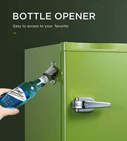 Watoor 1.6 Cu.Ft Mini Refrigerator Compact Fridge Retro Design With Bottle Opener Green