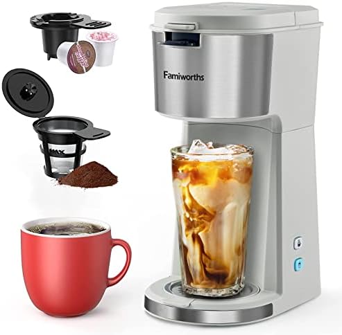  Iced Coffee Maker, Hot And Cold Coffee Maker Single Serve For K Cup And Ground, With Descaling Reminder And Self Cleaning, Iced Coffee Machine For Home, Office And RV