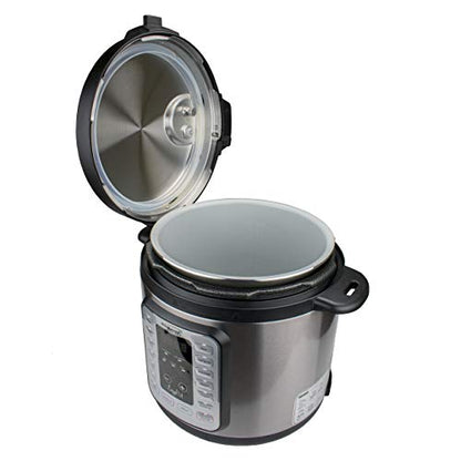  EPC-636 8-in-1 Electric Pressure Slow, Rice, Egg Cooker, Sauté, Steam, Yogurt, And Food Warmer, 6 Quart, Staiinless Steel/Black
