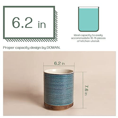  Utensil Holder, 360° Rotating Extra Large Utensil Holder, Utensil Holder For Kitchen Counter, Utensil Crock, 7.6'' Ceramic Stable Utensil Caddy, Farmhouse Kitchen Decor, Mothers Day Gifts