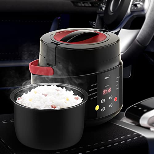 12V/24V Universal Car Rice Cooker, Portable Mini Rice Cooker, 2L Small Electric Rice Cooker And Steamer, Perfect For RV, Truck(Black)