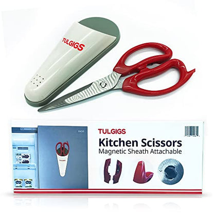  Kitchen Scissors With Magnetic Sheath Attachable To Refrigerator, Blade Separable