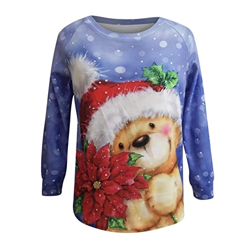  Pullover Sweatshirts For Women Cute Fashion Christmas Print Long Sleeve Plus Size Sweatshirts Pullover Top Streetwear