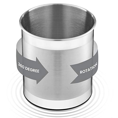  Xtra-Large Stainless Steel Kitchen Utensil Holder - 360° Rotating Utensil Caddy - Weighted Base For Stability - Utensil Crock With Removable Divider For Easy Cleaning - Countertop Utensil Organizer.