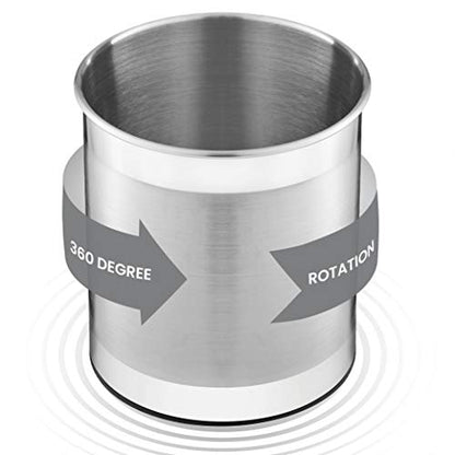  Xtra-Large Stainless Steel Kitchen Utensil Holder - 360° Rotating Utensil Caddy - Weighted Base For Stability - Utensil Crock With Removable Divider For Easy Cleaning - Countertop Utensil Organizer.