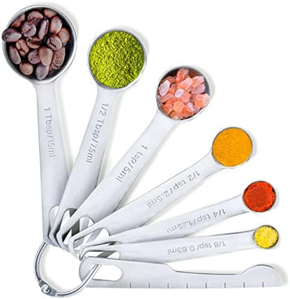  - 9 Measuring Spoons, Heavy Duty 18/8 Premium Stainless Steel Measuring Spoons Set, Spoons With US And Metric Measurements , Set Of 9 + Leveler, Measuring Tools For Dry And Liquid Ingredients